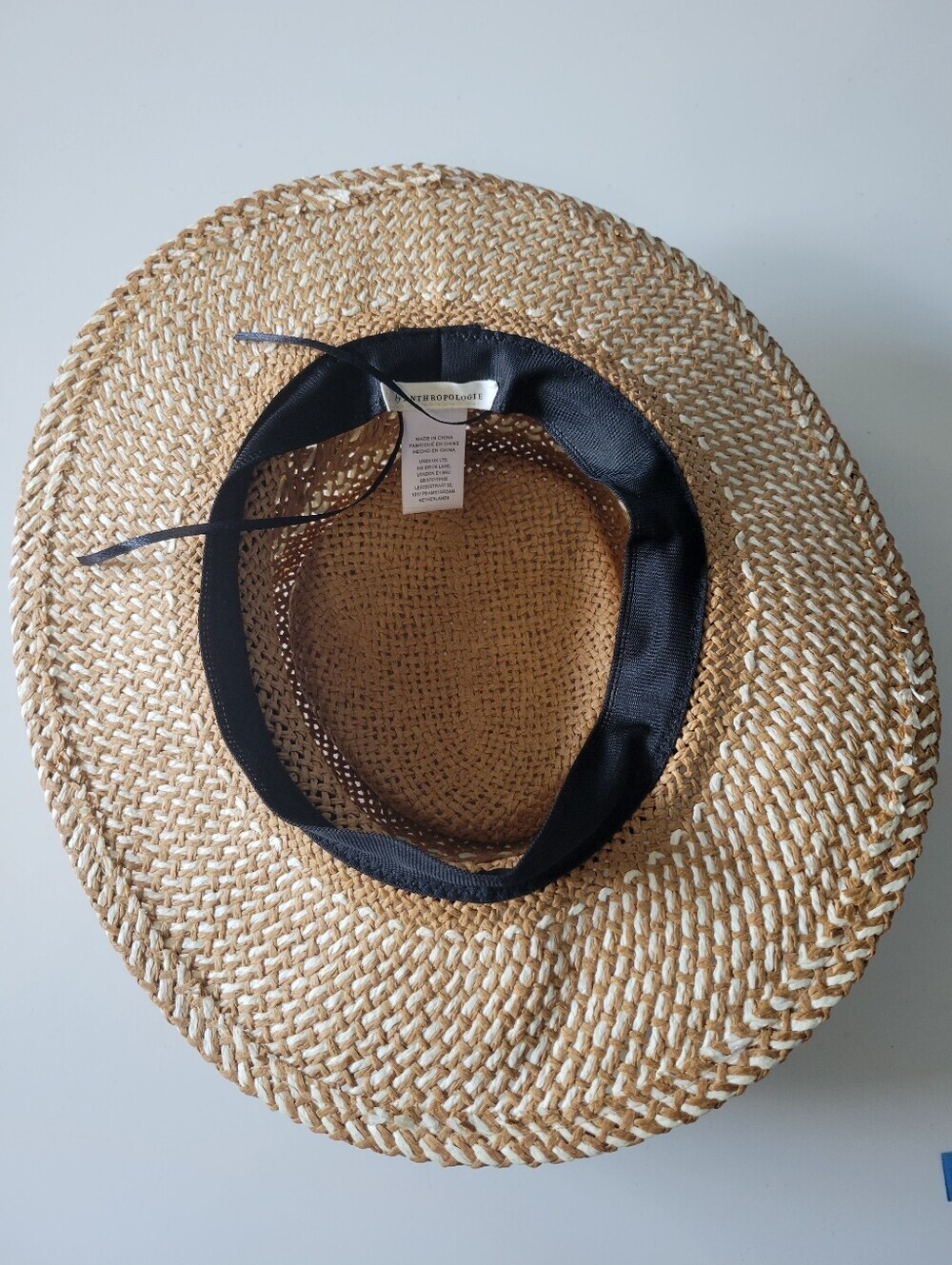 by Anthropologie Woven Straw Sun Hat with Black Band and White Accents - Picture 5 of 14